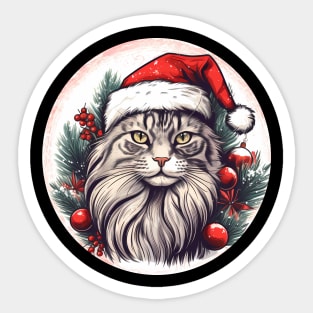 Maine Coon Cat Xmas, Love Cats Sticker